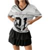 imageSHENHE Womens Mesh Football Jersey Graphic V Neck Short Sleeve Y2k Jersey Shirt Tee TopGrey