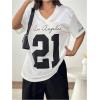 imageSHENHE Womens Mesh Football Jersey Graphic V Neck Short Sleeve Y2k Jersey Shirt Tee TopWhite