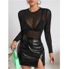 imageSHENHE Womens Sexy Glitter Sheer Mesh Top Fitted Long Sleeve Sparkly Party Rave Top