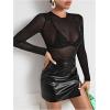 imageSHENHE Womens Sexy Glitter Sheer Mesh Top Fitted Long Sleeve Sparkly Party Rave Top