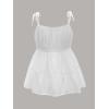 imageSHENHE Womens Spaghetti Strap Ruched Bust Ruffle Hem Cami Top Tie Backless CamisoleWhite