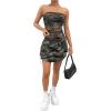 imageSHENHE Womens Strapless Camouflage Print Asymmetrical Lettuce Trim Y2k Cami Tube TopArmy Green