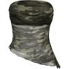 imageSHENHE Womens Strapless Camouflage Print Asymmetrical Lettuce Trim Y2k Cami Tube TopArmy Green
