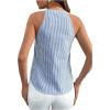 imageSHENHE Womens Striped Print Notched V Neck Button Down Sleeveless Blouse TopBlue