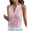 imageSHENHE Womens Striped Print Notched V Neck Button Down Sleeveless Blouse TopPink