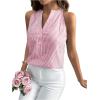 imageSHENHE Womens Striped Print Notched V Neck Button Down Sleeveless Blouse TopPink