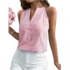 imageSHENHE Womens Striped Print Notched V Neck Button Down Sleeveless Blouse TopPink