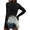 imageSHENHE Womens V Neck Ribbed Knit Tie Front Cropped Plain Long Sleeve Cardigan OutwearBlack
