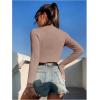 imageSHENHE Womens V Neck Ribbed Knit Tie Front Cropped Plain Long Sleeve Cardigan OutwearKhaki