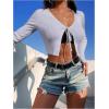 imageSHENHE Womens V Neck Ribbed Knit Tie Front Cropped Plain Long Sleeve Cardigan OutwearMauve Purple