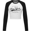 imageSHENHE Girls Graphic Long Sleeve Crop Tee Color Block Crew Neck Raglan Tshirt TopBlack and White