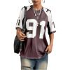 imageSHENHE Womens Color Block Oversized Football Jersey Mesh Number Print Short Sleeve Tee TopDark Purple