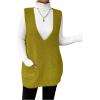 imageSHENHE Womens Deep V Neck Long Sweater Vest Casual Loose Knit Tunic Pullover with PocketsGreen