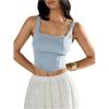 imageSHENHE Womens Denim Tank Top Sleeveless Square Neck Backless Slim Fit Y2k Crop TopLight Wash