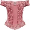 imageSHENHE Womens Goth Top Lace Trim Velvet Off Shoulder Short Sleeve Punk Top ShirtPink