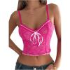 imageSHENHE Womens Lace Floral V Neck Camisole Y2k Spaghetti Strap Sleeveless Slim Fit Crop Cami TopPink