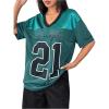 imageSHENHE Womens Mesh Football Jersey Graphic V Neck Short Sleeve Y2k Jersey Shirt Tee TopDark Green