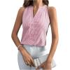 imageSHENHE Womens Striped Print Notched V Neck Button Down Sleeveless Blouse TopPink