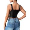 imageSHENHE Womens Casual Solid Sleeveless Spaghetti Strap Cami PU Leather Backless Crop TopsBlack a