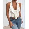 imageSHENHE Womens Deep V Halter Crop Top Ruffle Trim Sleeveless Slim Fit Going Out Tank TopWhite