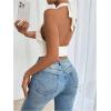 imageSHENHE Womens Deep V Halter Crop Top Ruffle Trim Sleeveless Slim Fit Going Out Tank TopWhite