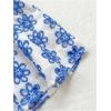 imageSHENHE Womens Floral Babydoll Tops Ruffle Sleeve Sweetheart Neck Flowy Cute Peplum Top VacationBlue and White