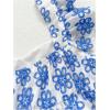 imageSHENHE Womens Floral Babydoll Tops Ruffle Sleeve Sweetheart Neck Flowy Cute Peplum Top VacationBlue and White