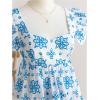 imageSHENHE Womens Floral Babydoll Tops Ruffle Sleeve Sweetheart Neck Flowy Cute Peplum Top VacationLight Blue