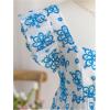 imageSHENHE Womens Floral Babydoll Tops Ruffle Sleeve Sweetheart Neck Flowy Cute Peplum Top VacationLight Blue