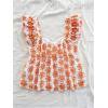 imageSHENHE Womens Floral Babydoll Tops Ruffle Sleeve Sweetheart Neck Flowy Cute Peplum Top VacationOrange