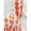 imageSHENHE Womens Floral Babydoll Tops Ruffle Sleeve Sweetheart Neck Flowy Cute Peplum Top VacationOrange