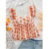 imageSHENHE Womens Floral Babydoll Tops Ruffle Sleeve Sweetheart Neck Flowy Cute Peplum Top VacationOrange