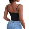 imageSHENHE Womens Floral Lace Spaghetti Strap Sheer Mesh Sleeveless Cami Bodysuit TopsBlack