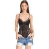 imageSHENHE Womens Floral Lace Spaghetti Strap Sheer Mesh Sleeveless Cami Bodysuit TopsBlack