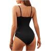 imageSHENHE Womens Floral Lace Spaghetti Strap Sheer Mesh Sleeveless Cami Bodysuit TopsDark Black