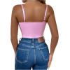 imageSHENHE Womens Floral Lace Spaghetti Strap Sheer Mesh Sleeveless Cami Bodysuit TopsPink