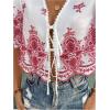 imageSHENHE Womens Front Tie Crop Tops Puff Short Sleeve Eyelet Summer Boho Blouse ShirtsRed and White