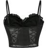 imageSHENHE Womens Goth Contrast Lace Lace Up Mesh Bralette Cami Top Spaghetti Strap Sleeveless Cami Tank Crop TopsGothic Black