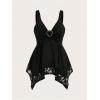 imageSHENHE Womens Goth Tank Top Y2K Heart Ring V Neck Lace Trim Sleeveless Tank TopsBlack