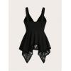 imageSHENHE Womens Goth Tank Top Y2K Heart Ring V Neck Lace Trim Sleeveless Tank TopsBlack