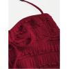 imageSHENHE Womens Halter Neck Babydoll Top Bow Front Ruched Lace Trim Flowy Tank TopBurgundy