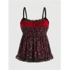 imageSHENHE Womens Lace Sleeveless Cami Crop Top Strap Summer Boho Ruffle Hem TopBlack