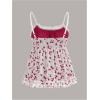 imageSHENHE Womens Lace Sleeveless Cami Crop Top Strap Summer Boho Ruffle Hem TopWhite
