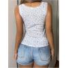 imageSHENHE Womens Lace Trim Floral Tank Top Casual Scoop Neck Slim Fit Loungewear Crop TopWhite