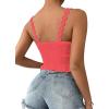 imageSHENHE Womens Lace Trim Smocked Sleeveless Cute V Neck Cropped Tank Top CamisoleSalmon Pink