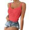 imageSHENHE Womens Lace Trim Smocked Sleeveless Cute V Neck Cropped Tank Top CamisoleSalmon Pink