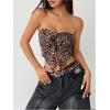 imageSHENHE Womens Leopard Print Twist Front Strapless Split Top Y2k Crop Tube Bandeau Tank TopBrown