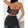 imageSHENHE Womens Leopard Print Twist Front Strapless Split Top Y2k Crop Tube Bandeau Tank TopBrown