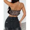 imageSHENHE Womens Leopard Print Twist Front Strapless Split Top Y2k Crop Tube Bandeau Tank TopCoffee Brown