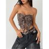 imageSHENHE Womens Leopard Print Twist Front Strapless Split Top Y2k Crop Tube Bandeau Tank TopCoffee Brown